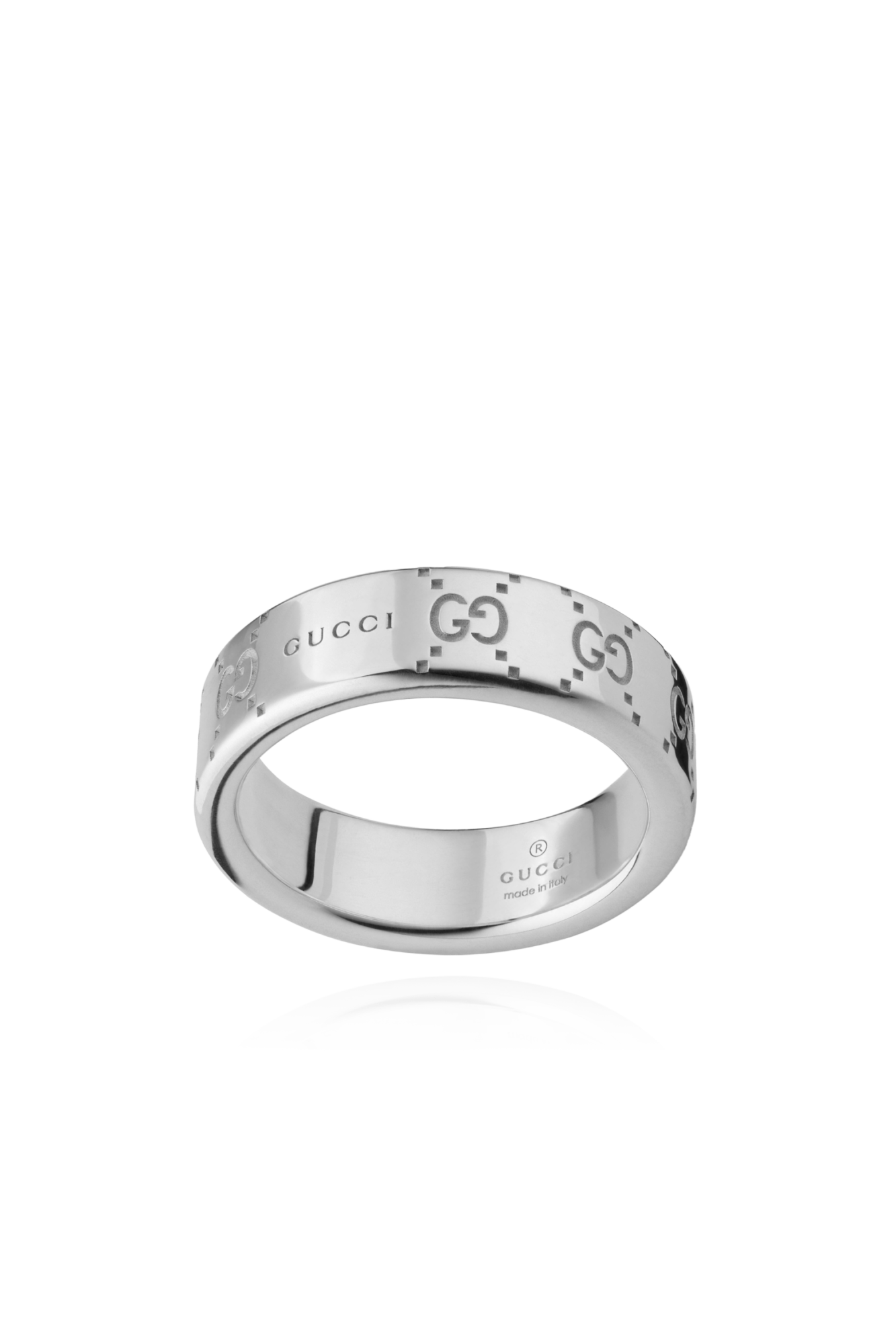 Gucci Silver ring with engraved logo | Men's Jewellery | Vitkac